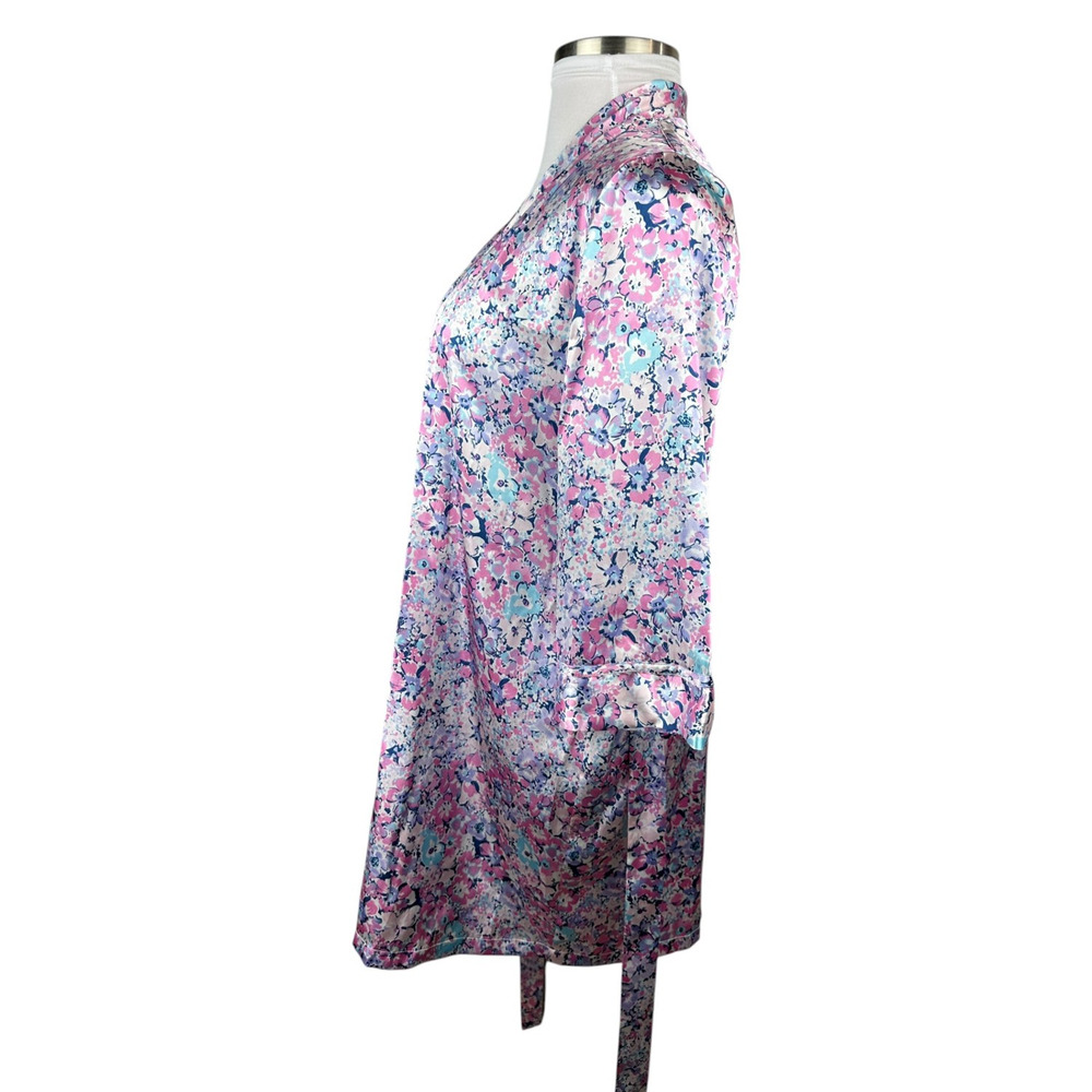 Linea Donatella Floral Satin Robe With Tie Waist Lightweight Size L / XL Bride - Picture 9 of 15